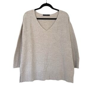 Peruvian Connection Womens Pima Cotton V-Neck Sweater Oatmeal Heather Size M